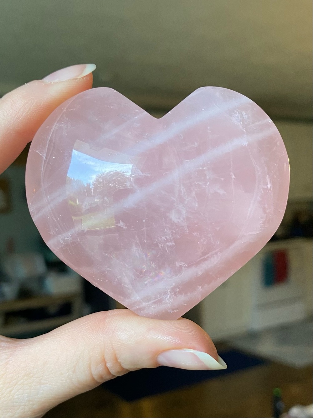 💗 POOFY ROSE QUARTZ HEART — 2.5” 💗